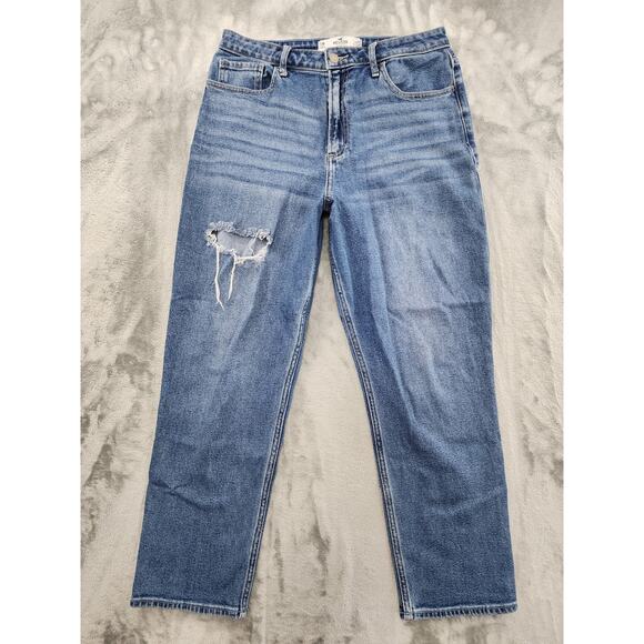Hollister Curvy Ultra High Rise Vintage Straight Leg Jeans Size 13R W31 L27 Blue - Picture 1 of 15